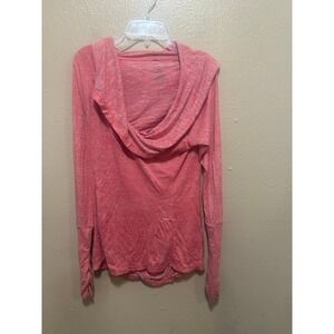 HY Hannah Red Cowl Neck Long Sleeve Top Women's Size M Ruched‎ Back